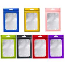 100-Pack Holographic Resealable Bag Zipper Food Storage Aluminium Foil Mylar Smell Bag Plastic Flat Packaging Pouch For Party Favor Food Candy Jewelry Lip Gloss Available In Multiple Sizes And Colors - 紅色 - 查看 6