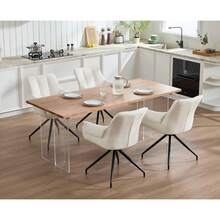 Chairus Set Of 2 360° Swivel Linen Chairs For Kitchen Or Office - Beige - View 6