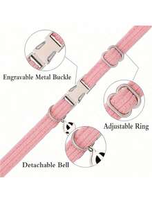 Collar personalizable para mascotas con campana - Nombre de mascota personalizado y número de teléfono Collar para gato y perro, accesorio para mascotas ajustable anti-pérdida - Collar para mascotas personalizado con nombre DIY - Collar de tela suave ajustable para gatos con campana, placa de identificación grabada adecuada para mascotas pequeñas y medianas - Collar personalizado para mascotas con campana linda - Collar para gato y perro con nombre y número de teléfono personalizado, accesorio para mascotas multicolor como regalo - Multicolor - Ver 3
