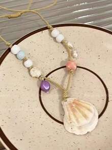 1 chiếc vòng cổ hạt vỏ sò kiểu dáng nghỉ mát biển - Nhiều màu - Xem 3