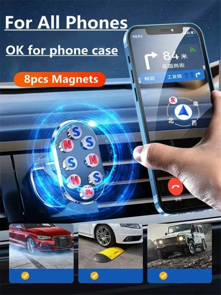 Soporte magnético para teléfono de coche 1080, soporte magnético para teléfono inteligente, GPS, soporte plegable para teléfono en coche para 14, 13, 12, 11,, YLAM - A - Añade 6