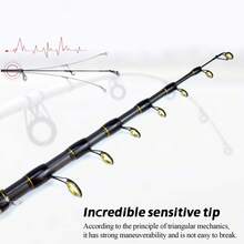 1.65米、1.8米、2.1米、2.4米、2.7米轻型伸缩碳纤维旋转式钓竿，带EVA手柄和轮子，适合在湖泊中钓鳟鱼 - 彩色 - 查看 7