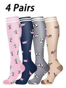 bropite 男女通用压缩袜，1/4/6双装，采用尼龙涤纶混纺针织面料，长筒设计，适合腿部穿着，为健身、瑜伽、普拉提、徒步、跑步、骑行、网球、足球、篮球等运动提供支撑。 - 彩色 - 查看 16