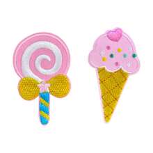 2pcs Cartoon Lollipop & Ice Cream Embroidered Cloth Patches, Self-Adhesive Decorative Patches For Clothing, Bags, Phone Cases, Curtains, DIY - Multicolor - View 10