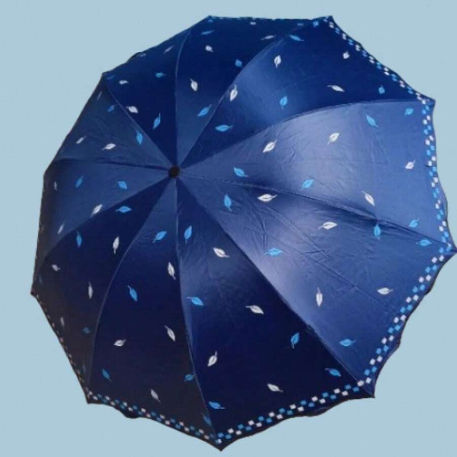 Large Double-Sided Umbrella With Leaf Design Code 113 - 藏蓝色 - 查看 1