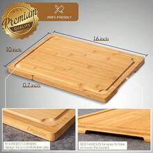 Extra Large Cutting Board, 16\ Bamboo Cutting Boards For Kitchen With Juice Groove And Handles Kitchen Chopping Board For Meat Cheese Board Heavy Duty Serving Tray, L, - 16inchLx10inchW - View 3