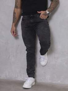 Calça Masculina Jeans Skinny Lisa Basica Com Lycra - fumaça cinza - Visão 5