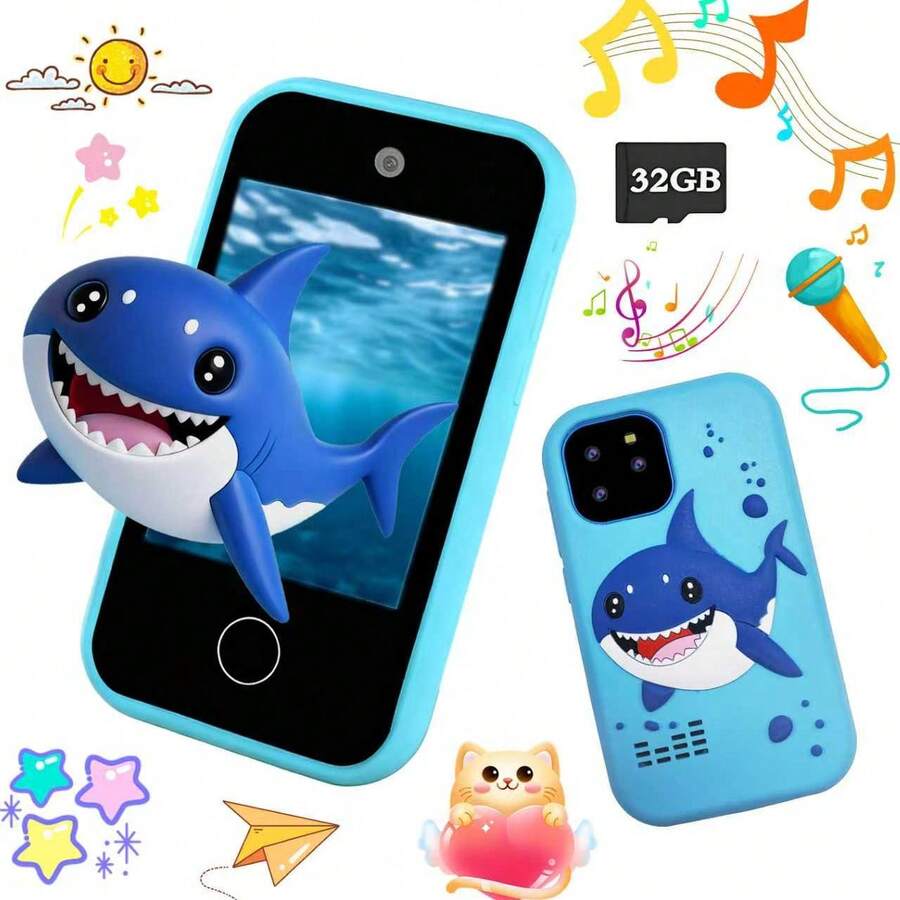 适合3-12岁儿童的智能手机玩具，逼真的触摸屏，音乐播放器，双摄像头，益智游戏，圣诞节和生日礼物，旅行活动