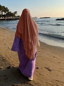 1pc Women's Elegant Solid Color Three-Layer Hooded Robe, Chador, Khimar, Jilbab, Breathable Sun Protection Headscarf, Suitable For Casual Outdoor Wear In All Seasons - Multicolor - View 34