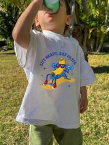 1pc Young Boy Casual Printed Round Neck Short Sleeve T-Shirt, Summer Student Wear - A And Versatile T-Shirt That Brings Joy And Happiness To Every Child! - White - View 2