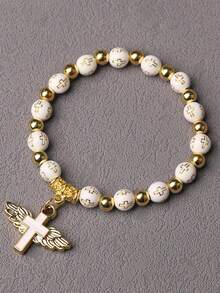 Pulsera de cuentas doradas de 7 piezas, multifuncional, apilable, estilo bohemio playero, cadenas de cuentas autocombinadas, versátil, para uso diario, sin necesidad de elegir ropa, exquisita, de una sola capa, detalles de calidad, cómoda, para fiestas en la playa. - Dorado - Ver 1