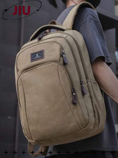 15.6 Inch Laptop Backpack For Men, Multi-Compartment College Style Nylon Backpack, Large Capacity Travel Bag, Convenient Commuter Daypack, Suitable For Students, Business, Travel, Daily Use, Camping, Holiday Essential