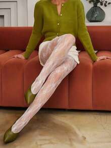 1 Pair Sexy Lace Fishnet Pantyhose, Women's Jacquard High Elasticity European Style Leggings - Multicolor - View 15