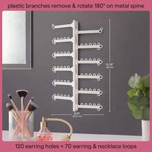 Elegantly Display Your Jewelry With This 12-Tier White Wall-Mounted Organizer. This Versatile Rack Features Hooks And Tiers For Necklaces, Earrings, And More, Turning Your Collection Into A Beautiful Display. - White 12-tier - View 2