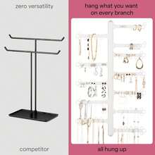 Elegantly Display Your Jewelry With This 12-Tier White Wall-Mounted Organizer. This Versatile Rack Features Hooks And Tiers For Necklaces, Earrings, And More, Turning Your Collection Into A Beautiful Display. - White 12-tier - View 5