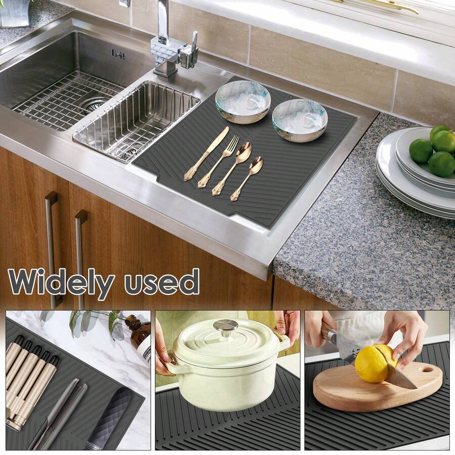 1pc Silicone Diagonal Filter Pad Insulation Pad Dishwasher Safety Drainage Pad Kitchen Sink Drain Rack Dishes Fruits And Vegetables Drainage Drying Pad Multi Specification Countertop Pad Cutting Board Anti Slip Bowl And Chopstick Filter Cup Pad - Multicolor - View 1