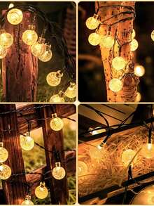 Bộ 20 đèn LED dây năng lượng mặt trời dài 5m/16.4ft với bóng đèn nhựa trong suốt 2.4cm, 8 chế độ nhấp nháy, đèn trang trí trong nhà, đèn trang trí tường phòng ngủ, thích hợp cho trang trí đám cưới, tiệc sinh nhật, lều cắm trại, sân vườn, cây cối, sân nhà. - Trong sáng - Xem 10