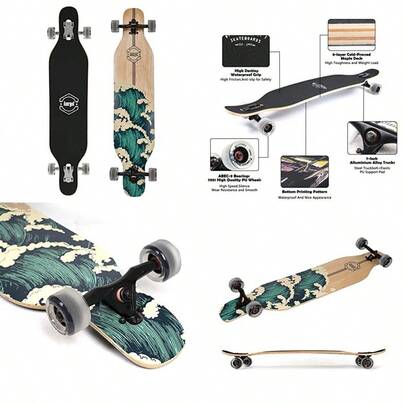 N8sQZS2U 42 Inches Complete Longborads Drop Through Deck Concave Cruise Professional Longboards