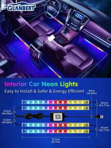 GLANBERT RGB Car Interior Decoration Light Strip, Music Synchronized Foot Lamp, Dual-Line Design Interior Lighting Kit, 12V LED Light Strip Suitable For Car, Truck, SUV, With Car Charger (1 Set) - 1 to 4 - View 10