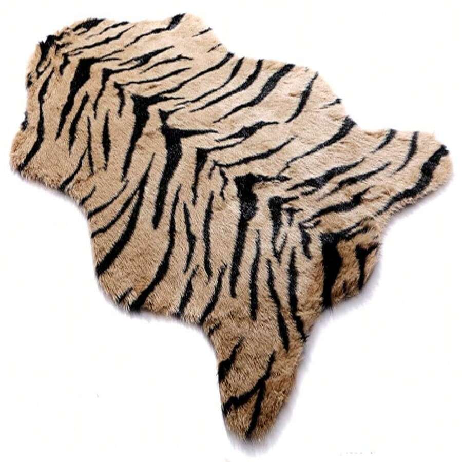 Seek4comfortable Tiger Print Rug, 23.6x43.5 In Animal Printed Faux Cowhide Area Rug Skin Fur Luxury Soft Faux Fur Rug Perfectly In Living Room/Bed Room - 老虎 - 查看 1