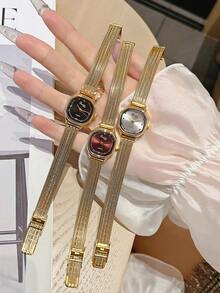 新款时尚女士金手镯腕表，复古奢华简约优雅轻巧百搭石英表，女士佳礼 - 銀色 - 查看 6