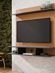 TV Panel For 32" Smart TV For Living Room/Bedroom With Niches For Decoration, Made Of MDP (Medium Density Particleboard). - Rỉ Nâu - Xem 2