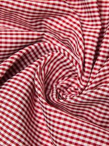 EARO Women's Red Plaid Maxi Layered Skirt, Ruffle Hem Detail, Non-Stretch Fabric, Elastic Waist, Casual Summer Skirt - Red and White Checkered - View 5