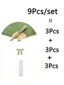 1/3/5/36/18/24/60支装婚礼手扇套装，包含感谢卡和礼品袋，绿色折叠手扇配透明袋和蝴蝶结，婚礼回礼，DIY趣味礼物，家居装饰，适合作为新娘回礼、伴娘礼物、节日必备、结婚礼物、教师节礼物、单身派对礼物、房间装饰，是派对、活动和夏季配饰的完美之选。 - 軍綠色 - 查看 12