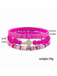ZIRUISP 3pcs Cross Pendant Bracelet Set, God's Hand Control Silicone Bracelet, Glow-In-The-Dark Bracelet, Polymer Clay Bracelet, Glow-In-The-Dark Boho Y2K Style Jewelry, Christian Faith Prayer Gift For Boyfriend, Girlfriend, Best Friend - Three-piece Glow-in-the-dark Bracelet Set - View 7