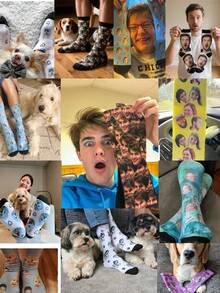 1 Pair Unisex Customized Face & Red Heart Print Comfortable Socks, Romantic Style Mid-Calf Socks, Valentine's Day Gift - Multicolor - View 6