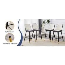 Taburetes de bar - Gris oscuro + blanco + plata + metal + cuero PU + juego de 2 - Ver 11
