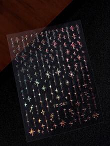 Autocollants pour ongles dorés brillants et étoiles laser - Autocollants en papier pailleté auto-adhésifs avec effet pailleté scintillant, forme de gland, design de dessin animé à usage unique pour manucure et pédicure, décoration d'ongles - Multicolore - Voir 8