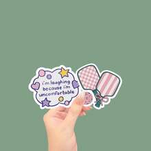 I'm Laughing Because I'm Uncomfortable Cartoon Sticker, Phone Case, Water Bottle, Book, Laptop, Notebook, Car Glass, Diary, Desk, Suitcase-Vinyl Laptop Sticker | Funny And Cute Design, Glossy End, Single Use - Light Film - View 11