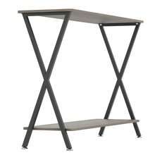 Mesa consola estrecha, mesa de sofá rústica de dos niveles con estantes, mesa de pasillo de 105 cm de largo, mesa auxiliar para sala de estar, pasillo y entrada. - Gris - Ver 3