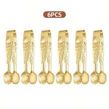 3个/6个装奢华金色迷你夹子，玫瑰图案糖夹，冰夹，高品质不锈钢小型餐具夹，冰夹，可爱茶会餐具夹，适用于咖啡馆、婚礼、情人节、新年、母亲节、生日等场合 - - - 查看 8