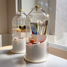 Toothbrush Holders With Cover 360 Rotating 3 Slots Bathroom Counter Organizer Stand Sink Organizer, Desktop Countertop Storage - Dustproof, Anti-Slip, Drainage Design, Bathroom Organizer, Toothbrush & Makeup Brush Organizer, Bathroom Decor, Holiday Gift - 白色 - 查看 1