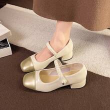 Zapatos Mary Jane Elegantes de Perlas Vintage para Mujeres 2026 Primavera Nuevo Estilo Combinación de Vestido Bloque de Color Zapatos Sencillos - Negro - Ver 7