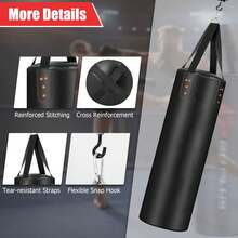 COSTWAY 4-In-1 Boxing Bag Set, Hanging Punching Bag Set With 12OZ Boxing Glove, Hand Wrap, Hanging Chains, Double Stitching Kick Boxing Heavy Bag For MMA Kickboxing Boxing Karate Training - Black - View 11