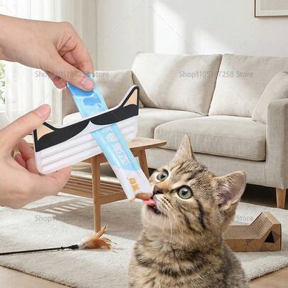 1/3件装猫零食挤出器，3D打印宠物零食分发器，肉酱袋挤出工具 - 无需组装。适用于猫粮，方便旅行携带，宠物食品分发器。设计紧凑，坚固耐用。