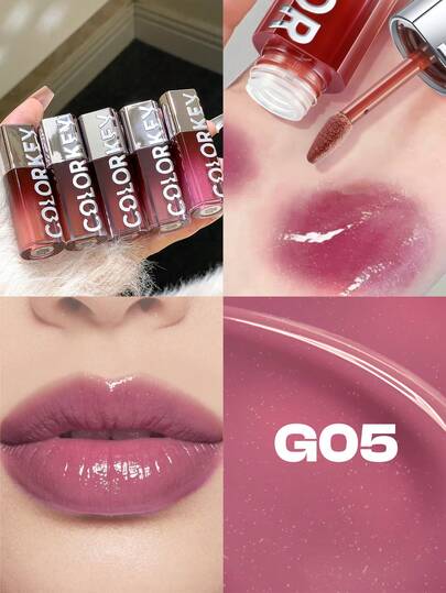 COLORKEY Brillant à lèvres couleur miel, rouge à lèvres liquide, teinte à lèvres, longue tenue hydratante, fort pouvoir couvrant, fini hydratant, non collant, résistant aux bavures, léger et confortable, lisse les ridules, convient pour les fêtes, remises de diplômes, anniversaires, vacances, été, automne, style Y2K, polyvalent, convient pour le maquillage des femmes, les fêtes, la plage, les voyages, le camping, les activités en plein air, les sorties sur le campus, les festivals, les cadeaux, le cosplay de la fille rose, la Saint-Valentin