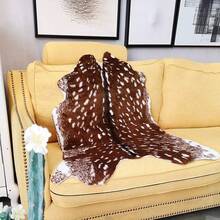 Faux Cowhide Area Rug, Sika Deer Printed Hide Rug Animal Print Rug Faux Fur Area Rugs Carpet For Home Office Livingroom Bedroom - SikaDeerPrint-41.5X35.5in - View 3