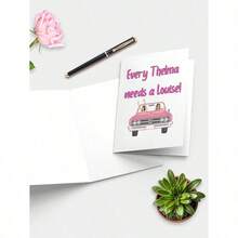 1pc Funny Friendship Greeting Card With Envelope- "Every Thelma Needs A Louise" Pink Car Design - High-Quality, Perfect For Best Friends, Siblings, And Confidants - Ideal Gift For Friendship Day, Friendship Gifts - 多色的 - 查看 4