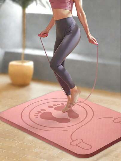 1pc TPE Material Soft Jump Rope Mat, Square Yoga Mat With Anti-Slip, Sound Insulation, Shock Absorption Features, Auxiliary Training Mat For Indoor Home Workout & Jumping Rope Exercise