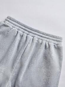 2pcs 2026 Spring/Summer Casual Sweatpants | Women's Grey Wide Leg Joggers | Drawstring Waist, Side Pockets | Loose Fit | Suitable For Lounging, Beachwear And Everyday Wear - Multicolor - View 7