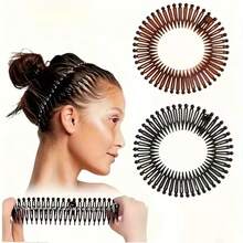 1/3个装 女士塑料全圆弹力钻石形柔韧齿发夹，防滑护发配件 - 彩色 - 查看 2