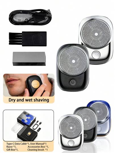 SKYWORTH 250mAh High Capacity Battery Electric Shaver, IPX7 Waterproof, Wet & Dry Use, Fully Washable, 1 Stainless Steel Blade, One-Touch Activation, Available In Silver, Black And Blue, Suitable For Shower, Travel, Camping, Gym, Office, Bathroom, Bedroom And More