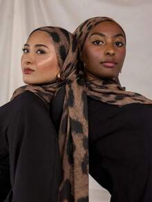 1 chiếc khăn trùm đầu nữ phong cách Bohemian Ombre họa tiết da báo, khăn quàng cổ đường phố mùa thu/đông, phù hợp để sử dụng hàng ngày. - da báo - Xem 4