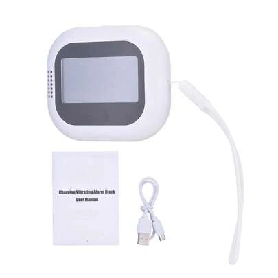 Oplaadbare wekker met trilfunctie (1800 mAh) met FM-radio, led-display en snooze-functie, ideaal voor diepe slapers, senioren met gehoorproblemen, en voor gebruik in slaapkamers, thuis en op kantoor.