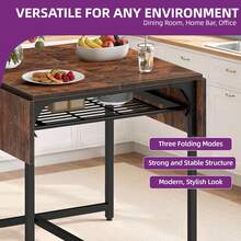 Folding Dining Table, Extendable Drop Leaf Table With Storage Rack And 4 Adjustable Legs, Seats 2-6 People, 120 X 78 X 75cm - Brown - View 4