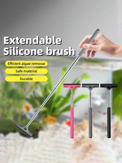 Aquarium And Sink Cleaning Brush | Extended & Reinforced Handle, Highly Elastic Soft Bristles, Effectively Removes Algae And Debris, Lightweight , Suitable For Aquarium Maintenance